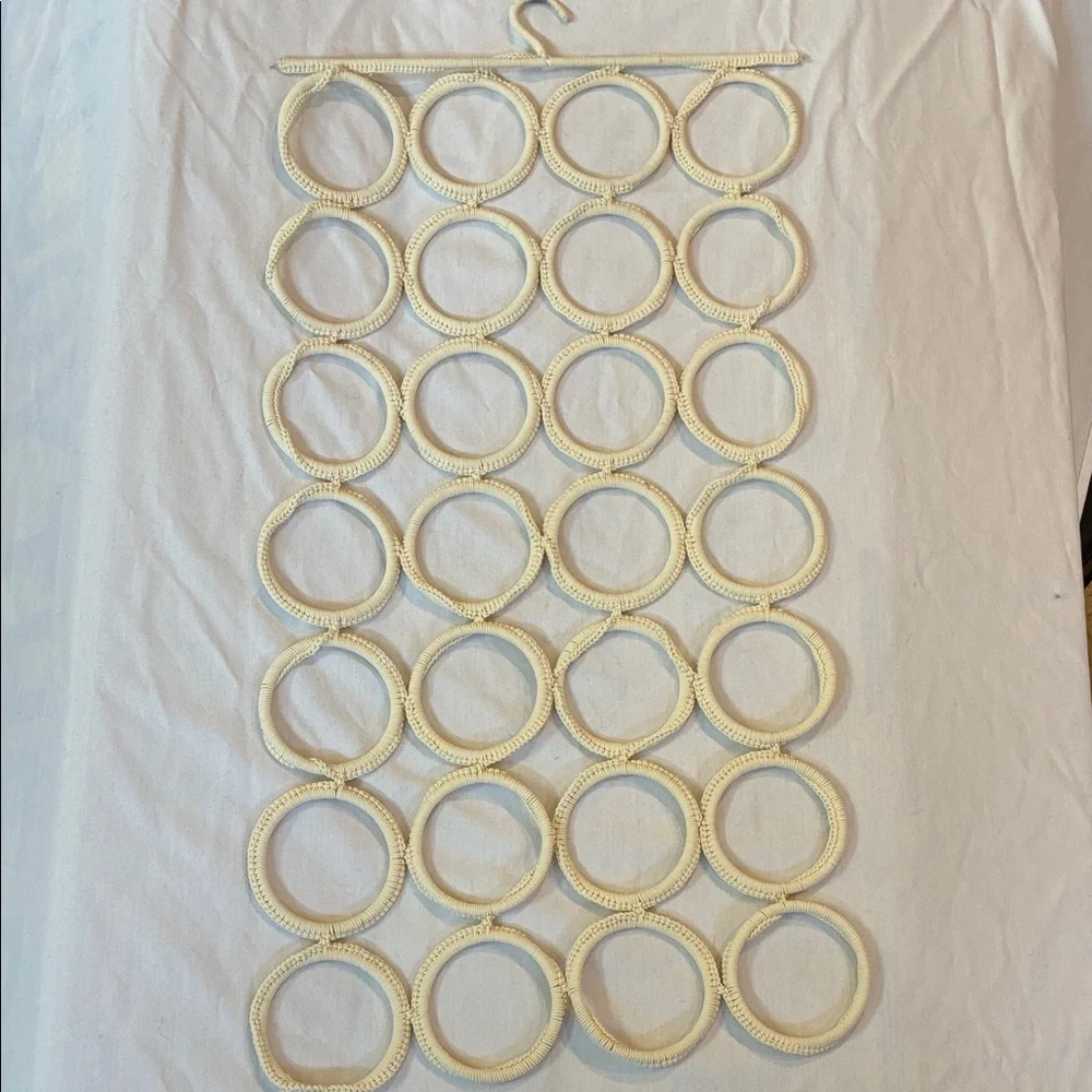 Hanging Scarf Organizer W/ 28 Holes for 28 Scarves or Necklaces or Ties Cream